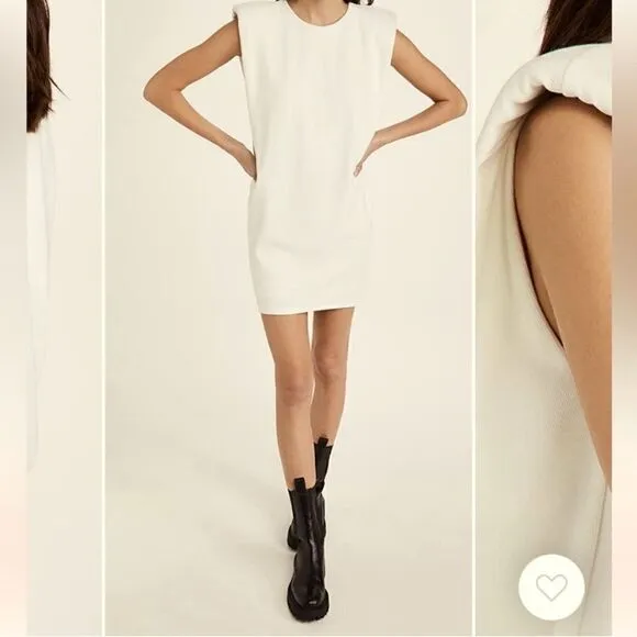🆕 ENDLESS ROSE | Beige Shoulder Pad Mini Dress Size Small NWT