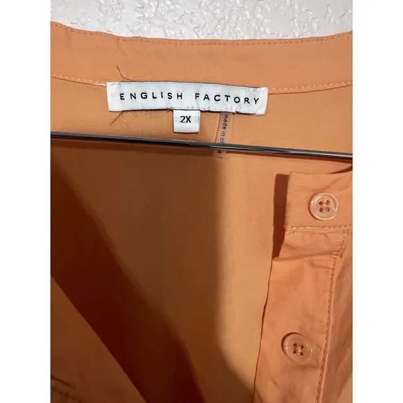 English Factory Maxi Orange dress XXL Plus Minimalist Tiered Timeless V Neck