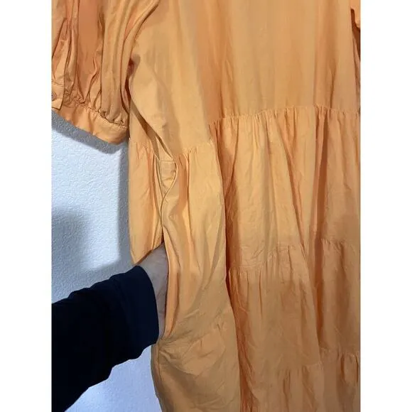 English Factory Maxi Orange dress XXL Plus Minimalist Tiered Timeless V Neck