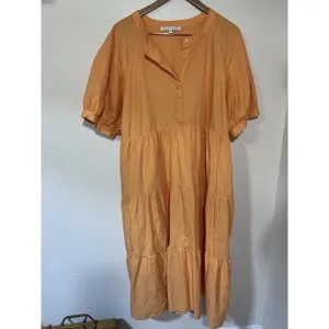 English Factory Maxi Orange dress XXL Plus Minimalist Tiered Timeless V Neck