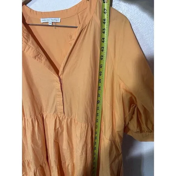 English Factory Maxi Orange dress XXL Plus Minimalist Tiered Timeless V Neck