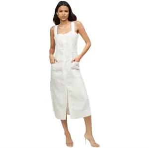 Equipment Josefina Button Up White Linen Midi Dress Size 2 Minimalist Summer