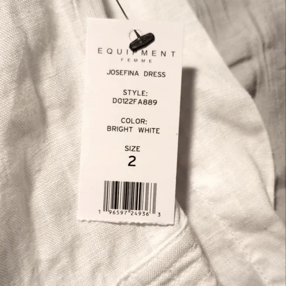 Equipment Josefina Button Up White Linen Midi Dress Size 2 Minimalist Summer