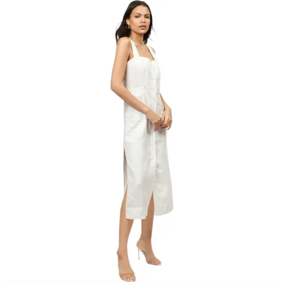 Equipment Josefina Button Up White Linen Midi Dress Size 2 Minimalist Summer