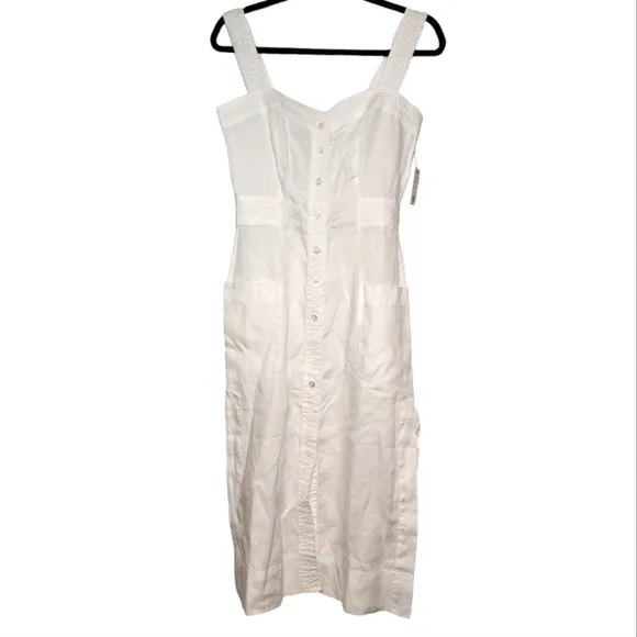 Equipment Josefina Button Up White Linen Midi Dress Size 2 Minimalist Summer
