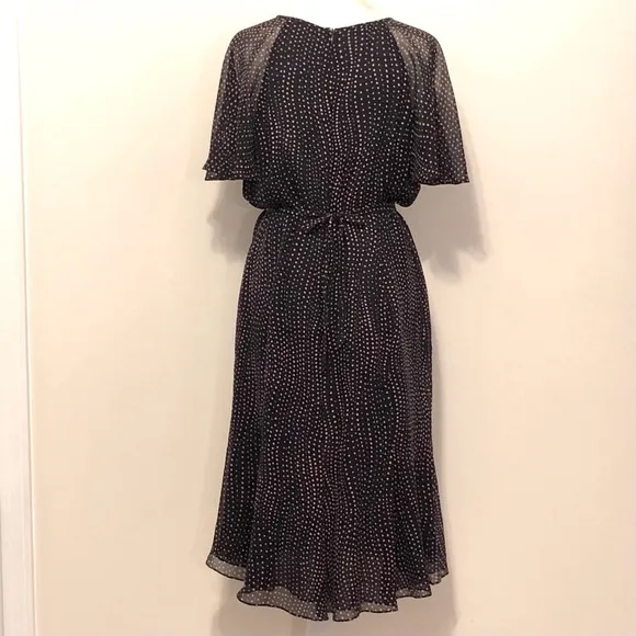 Escada 100% Silk Dress, Black w/Dots Luxury Elegant