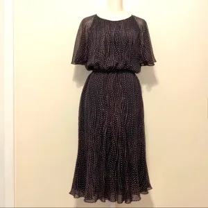 Escada 100% Silk Dress, Black w/Dots Luxury Elegant