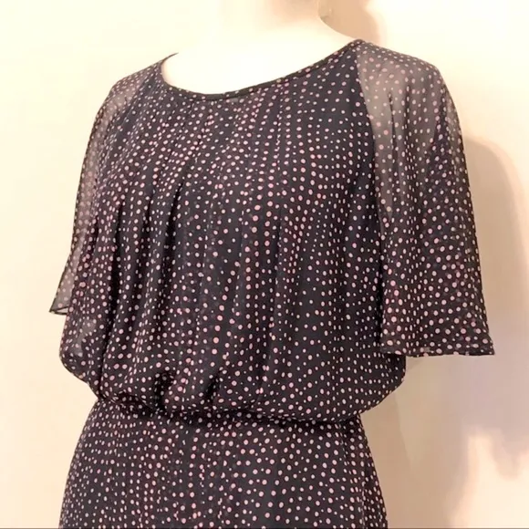Escada 100% Silk Dress, Black w/Dots Luxury Elegant