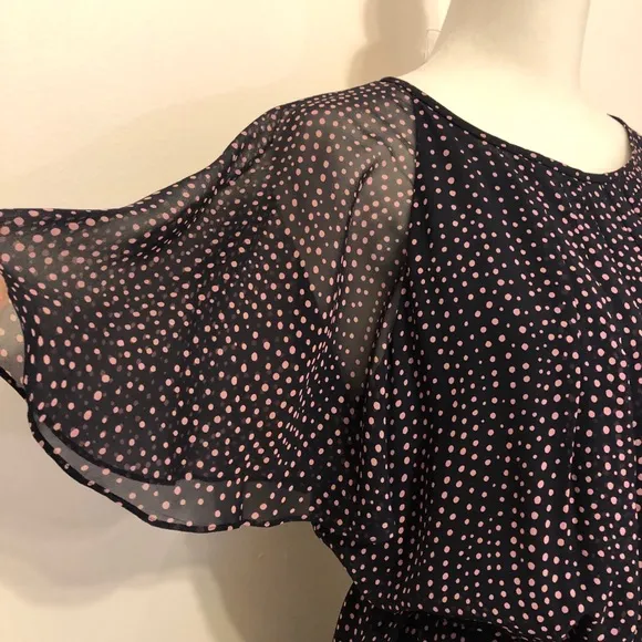 Escada 100% Silk Dress, Black w/Dots Luxury Elegant