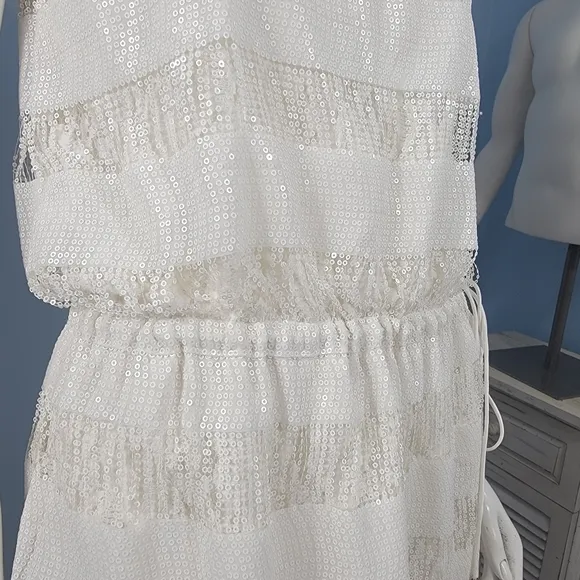 Essenciale luxury sequins and lace lining size cinched waist dress size Medium