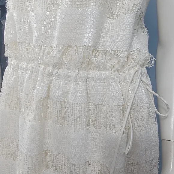 Essenciale luxury sequins and lace lining size cinched waist dress size Medium