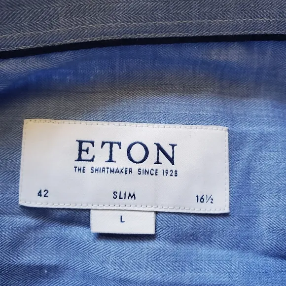 Eton Men's Long Sleeve Dress Shirt.  Dize 16 1/2 Slim