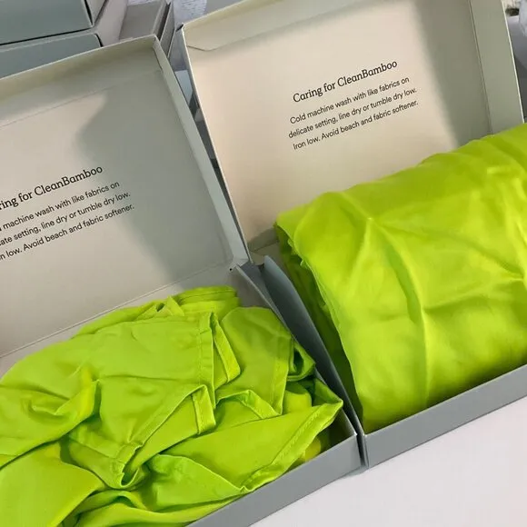 Ettitude Luxury bamboo Lime green Sateen Slip Dress &amp; Shortie 2 piece Set XXL