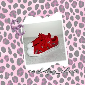 EUC adidas x The Farm Superstar Shoes - Scarlet Pineapple, Size 8.5