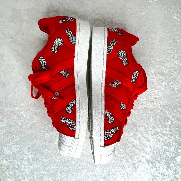 EUC adidas x The Farm Superstar Shoes - Scarlet Pineapple, Size 8.5