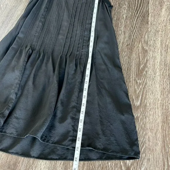 EUC Club Monaco 100% Silk Black Pintuck Mini Dress XS Scoop Neck Sleeveless Chic