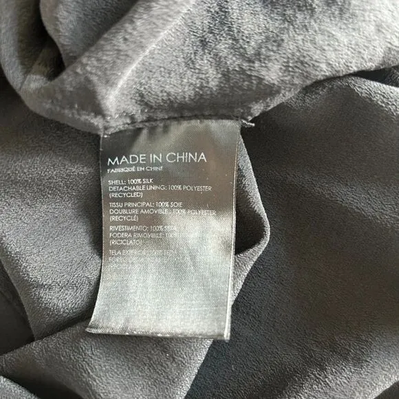 EUC Club Monaco 100% Silk Black Pintuck Mini Dress XS Scoop Neck Sleeveless Chic