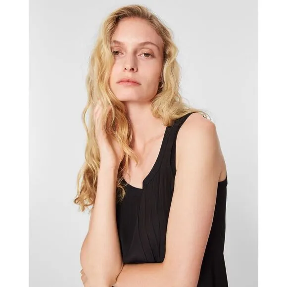EUC Club Monaco 100% Silk Black Pintuck Mini Dress XS Scoop Neck Sleeveless Chic