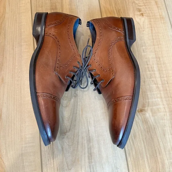 EUC Cole Haan Mens Grand 360 Wing Tips Lace-Up Oxford Dress Shoes Brown 9.5