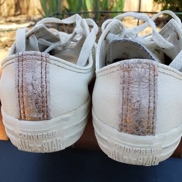EUC CTAS Converse 358414C White Leather Rose Pink (Jr. 3) KICKS