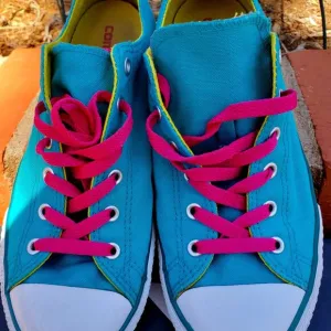 EUC CTAS Converse Double Tongue Mediterranean Blue/Pink 645147F (Jr. 6) KICKS