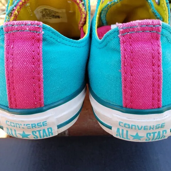EUC CTAS Converse Double Tongue Mediterranean Blue/Pink 645147F (Jr. 6) KICKS