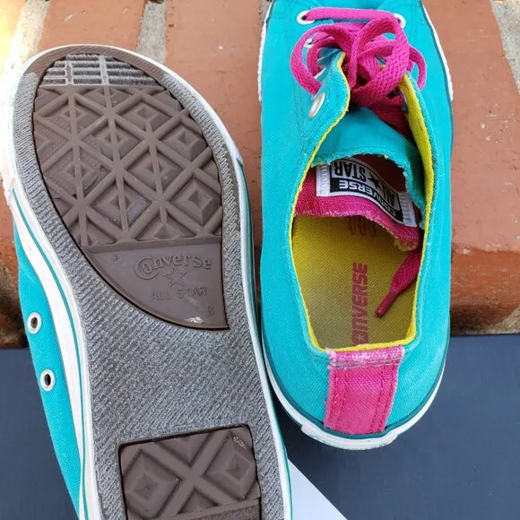 EUC CTAS Converse Double Tongue Mediterranean Blue/Pink 645147F (Jr. 6) KICKS