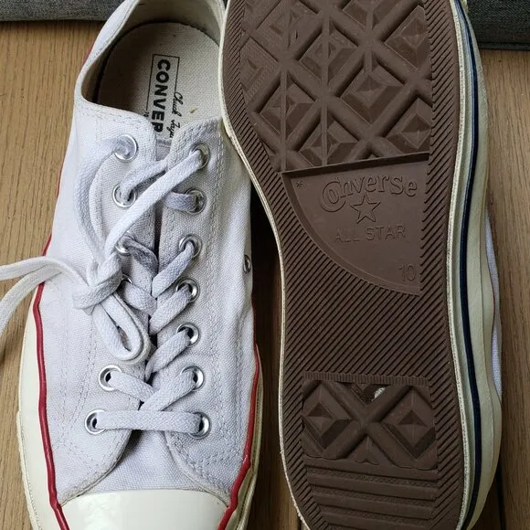 EUC CTAS Converse vintage old school canvas low top white 162065C (10M - 12W)