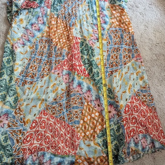 EUC Marie Oliver Catie Sleeveless Patchwork Silk Blend Dress