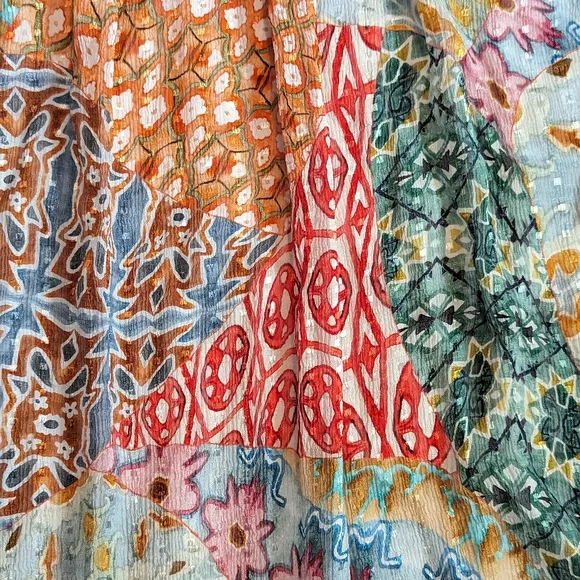 EUC Marie Oliver Catie Sleeveless Patchwork Silk Blend Dress