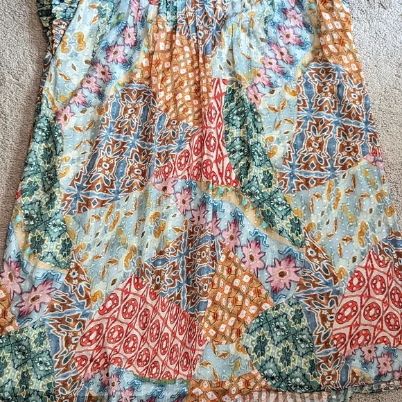 EUC Marie Oliver Catie Sleeveless Patchwork Silk Blend Dress