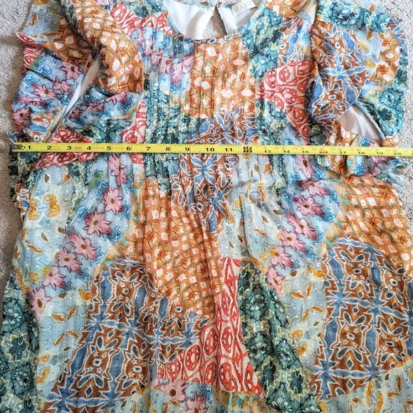 EUC Marie Oliver Catie Sleeveless Patchwork Silk Blend Dress