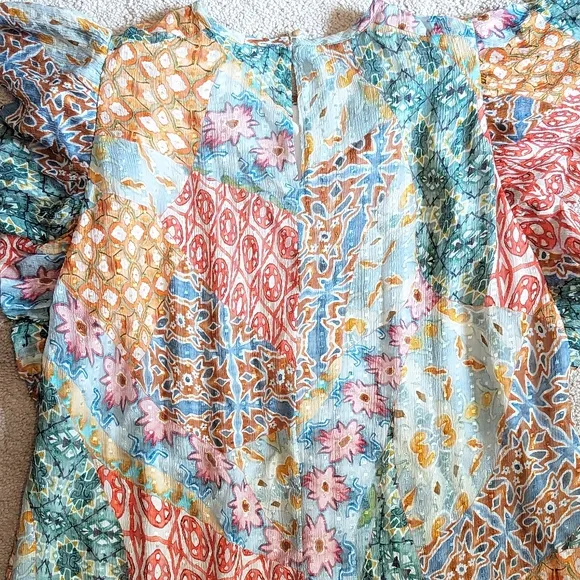 EUC Marie Oliver Catie Sleeveless Patchwork Silk Blend Dress