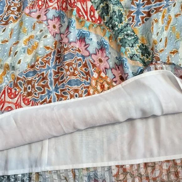 EUC Marie Oliver Catie Sleeveless Patchwork Silk Blend Dress