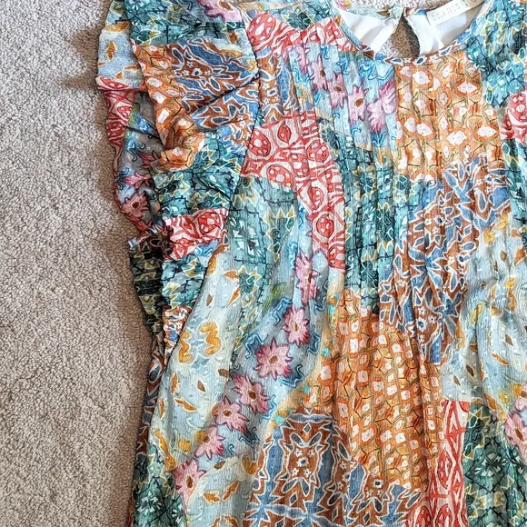 EUC Marie Oliver Catie Sleeveless Patchwork Silk Blend Dress