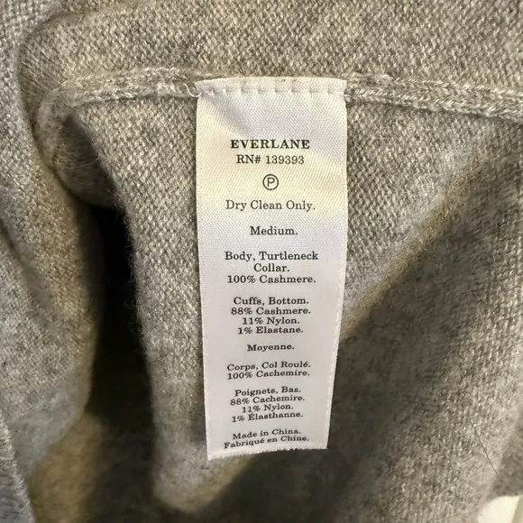 Everlane Cashmere Grey Turtleneck Dress Women's M Luxury Minimalist