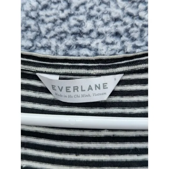 Everlane Linen Shift Dress Womens Small Mini Breathable Minimalist Striped Black
