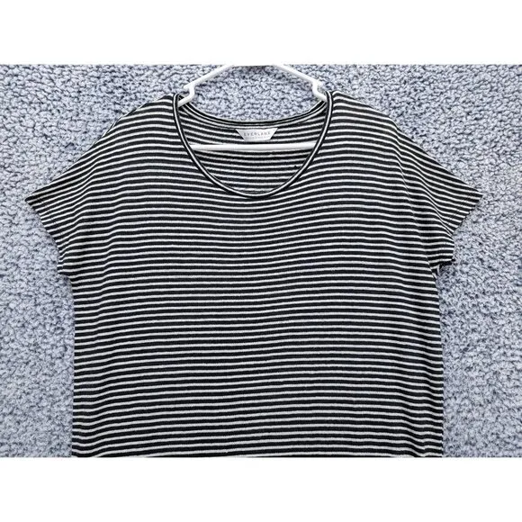 Everlane Linen Shift Dress Womens Small Mini Breathable Minimalist Striped Black