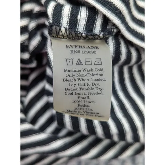 Everlane Linen Shift Dress Womens Small Mini Breathable Minimalist Striped Black