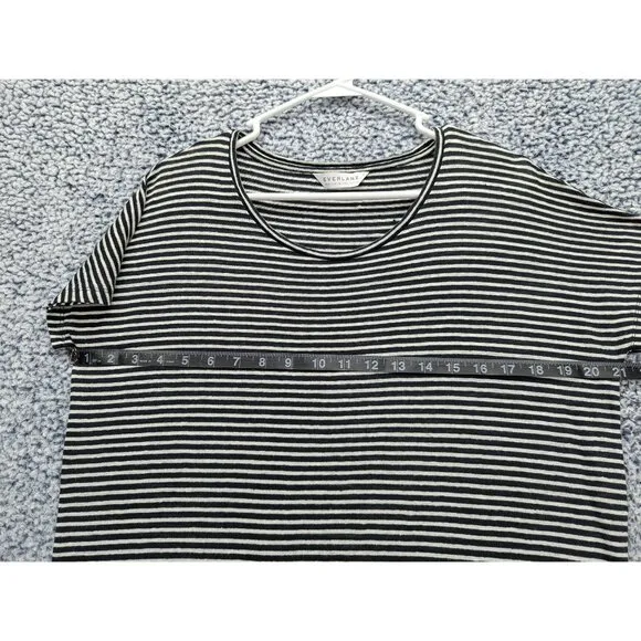 Everlane Linen Shift Dress Womens Small Mini Breathable Minimalist Striped Black