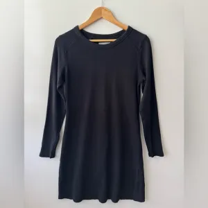 Everlane Organic Cotton Ribbed Long Sleeve Mini Dress Black Size L