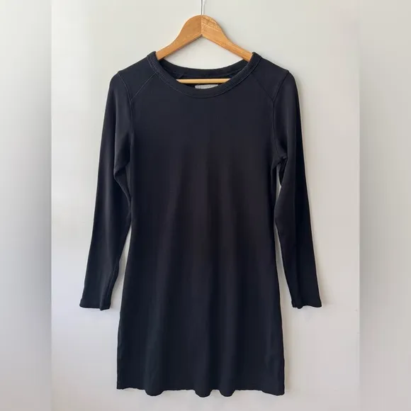 Everlane Organic Cotton Ribbed Long Sleeve Mini Dress Black Size L