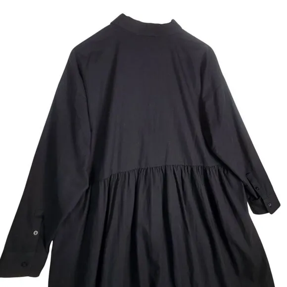 Everlane Shirt Dress Women's M Black The Field Oversized Contemporary Minimalist