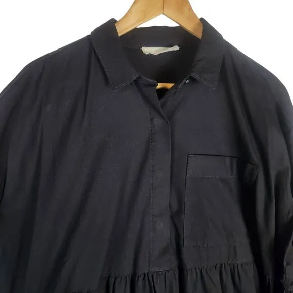 Everlane Shirt Dress Women's M Black The Field Oversized Contemporary Minimalist