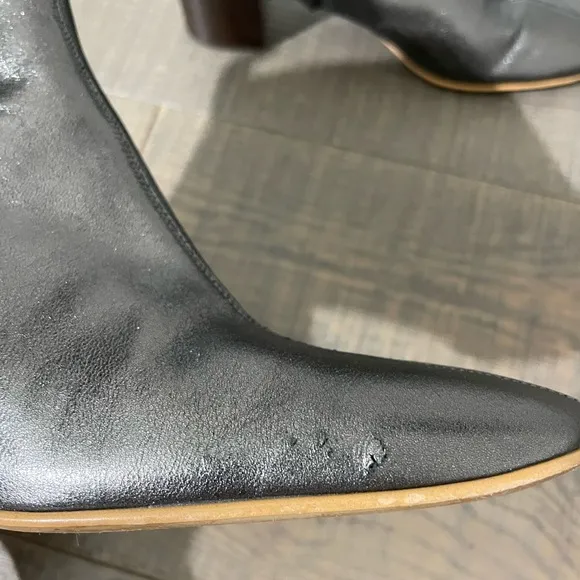 Everlane Silver Pewter Metallic Leather Day Ankle Block Heel Boots 10