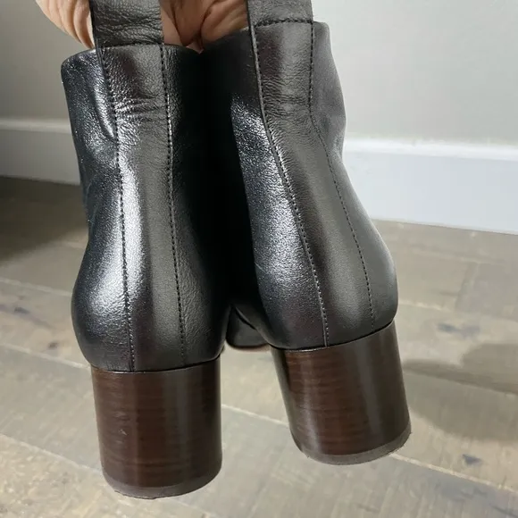Everlane Silver Pewter Metallic Leather Day Ankle Block Heel Boots 10
