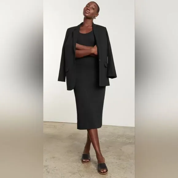 Everlane The 90s Ribbed Tank Dress MD Quiet Luxury Lagenlook Dark Romantic