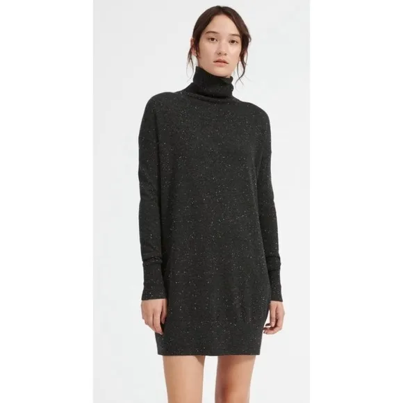 Everlane The Cashmere Turtleneck Black Speckled Dress Small Cozy Minimalist