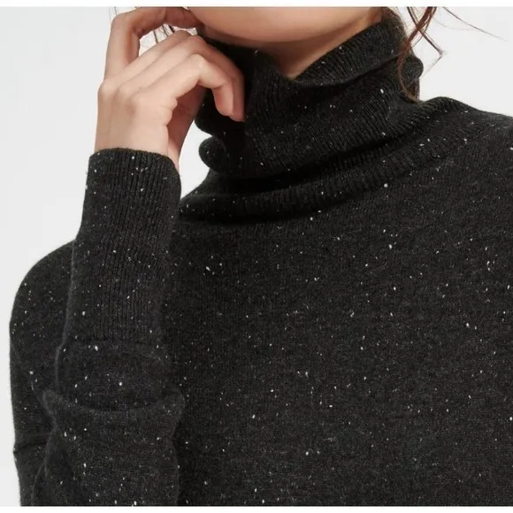 Everlane The Cashmere Turtleneck Black Speckled Dress Small Cozy Minimalist