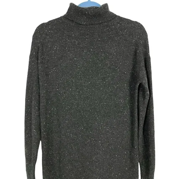 Everlane The Cashmere Turtleneck Black Speckled Dress Small Cozy Minimalist